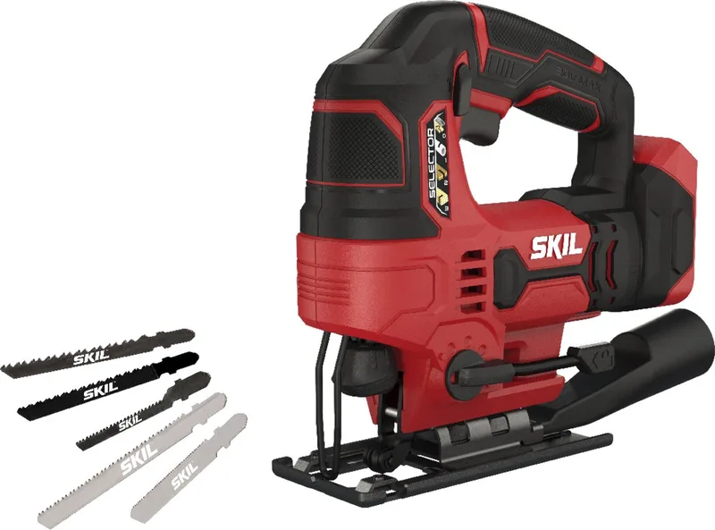 Accu Decoupeerzaag 20V - Met Zaagbladen voor Hout & Metaal - Softgrip - Led-lamp - Inclusief Zaagbladen en Stofzuigeradapter - Geleverd Zonder Accu de Skil – image du produit