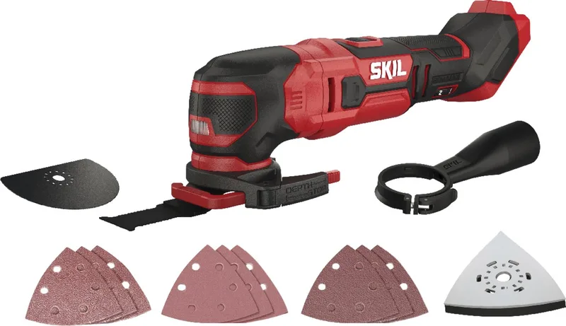 Accu Multitool 20V - Variabele Snelheid - LED-lamp - Diepteaanslag - Schuren, Zagen, Snijden - Inclusief Schuurpapier, Stofzuigeradapter & Accessoires - Geleverd Zonder Accu van Skil – productafbeelding