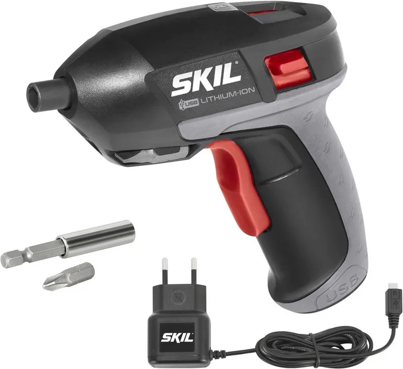 Accu Schroefmachine 4V - Accu Schroevendraaier - Micro USB oplader - Inclusief Koffer & 35 Schroefbits van Skil – productafbeelding
