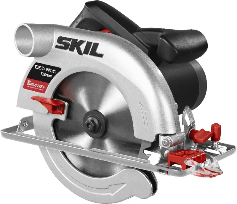 Cirkelzaag 1350W - Zaagcapaciteit 65mm - Stalen Zaagblad - Cirkelzaagmachine - Breedtegeleider - Met Zaaglijnvizier - 18 Tanden Cirkel Zaagblad van Skil – productafbeelding