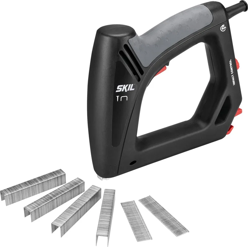 Elektrische Tacker - Nietpistool - Spijkerpistool - Slagkrachtcontrole - Softgrip - Kabellengte 6m - Inclusief 400 Nieten & 100 Spijkers von Skil – Produktbild