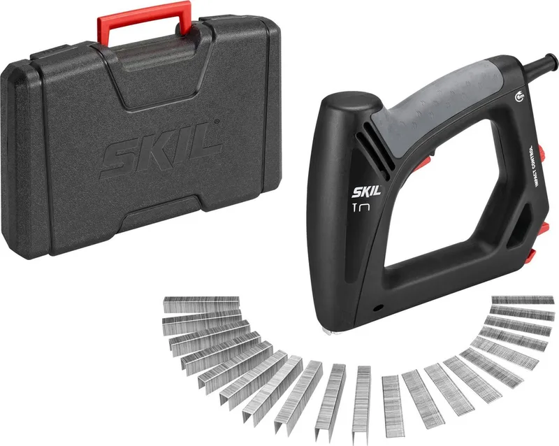 Elektrische Tacker - Nietpistool - Spijkerpistool - Slagkrachtcontrole - Softgrip - Kabellengte 6m - Inclusief 1000 Nieten, 500 Spijkers & Draagkoffer - 8200 AC de Skil – image du produit