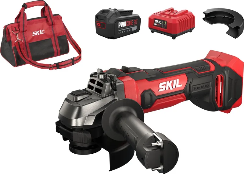 Haakse Slijper 115 mm Met Accu - 20V - Slijptol - Slijpmachine - Met Zijhandgreep & Beschermkap - Softgrip - Haakse Slijpers - Inclusief Draagtas, Snellader & 4,0ah Accu de Skil – image du produit