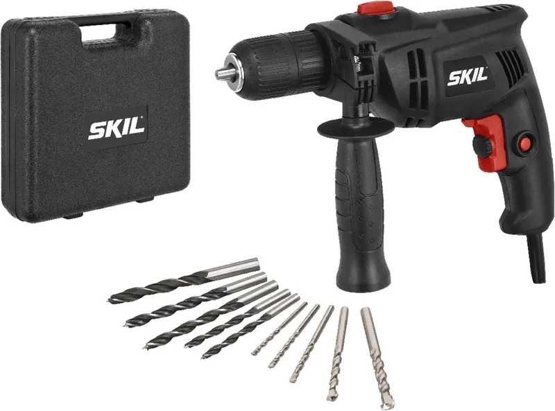 Klopboormachine 550W - Klopboor - Boormachine voor Hout, Staal & Metselwerk - Boorcacpaciteit Tot 35mm - Klopboormachines - Snelspanboorkop 13mm - Met Diepteaanslag & Zijhandgreep - Inclusief Accessoires van Skil – productafbeelding