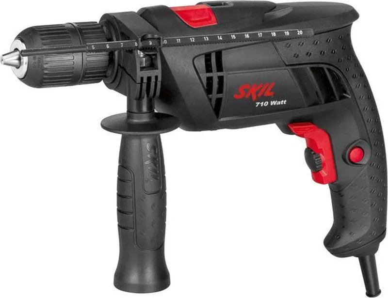 Klopboormachine 710W - Boormachine In Metselwerk - Klopboormachines - Snelspanboorkop 13mm - Met Diepteaanslag & Zijhandgreep - Inclusief 3 Steenboren by Skil – product image