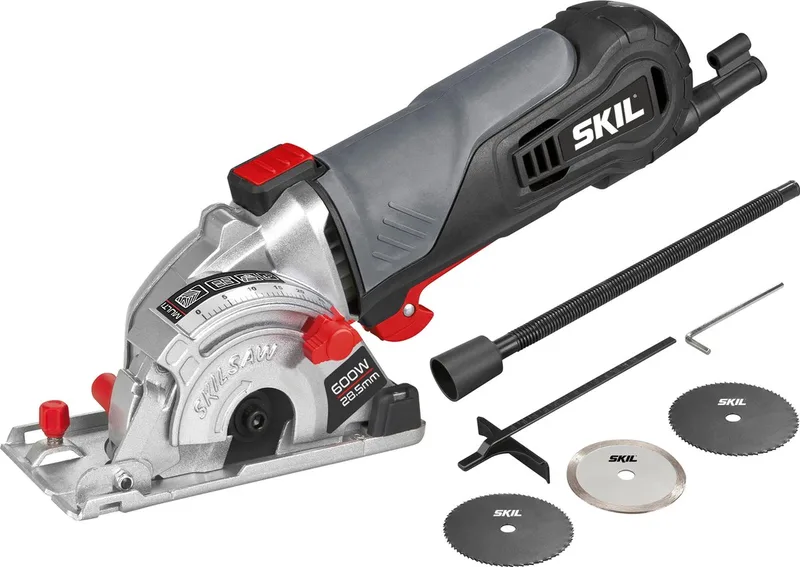 Multizaag 600W - Elektrische Handzaag - Cirkelzaag - Compacte Multizaag Machine - Breedtegeleider - Zaagcapaciteit 28.5mm - Inclusief 2x Zaagbladen 80 tanden van Skil – productafbeelding
