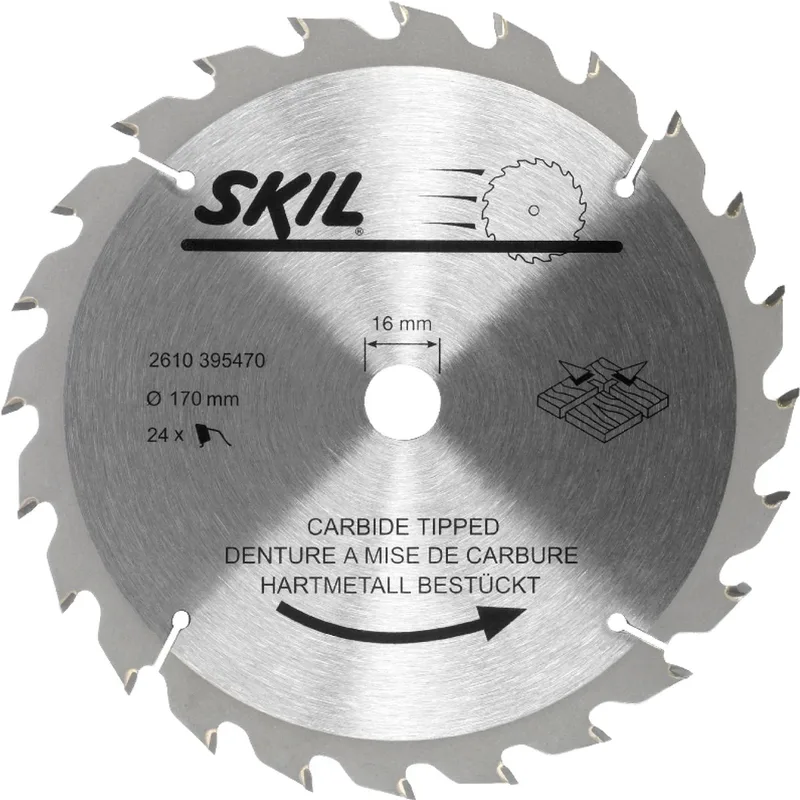 Zaagblad - Hardmetalen - Cirkelzaagblad - Zaagblad Hout - Voor Cirkelzaag - 170 mm & 24 Tanden van Skil – productafbeelding