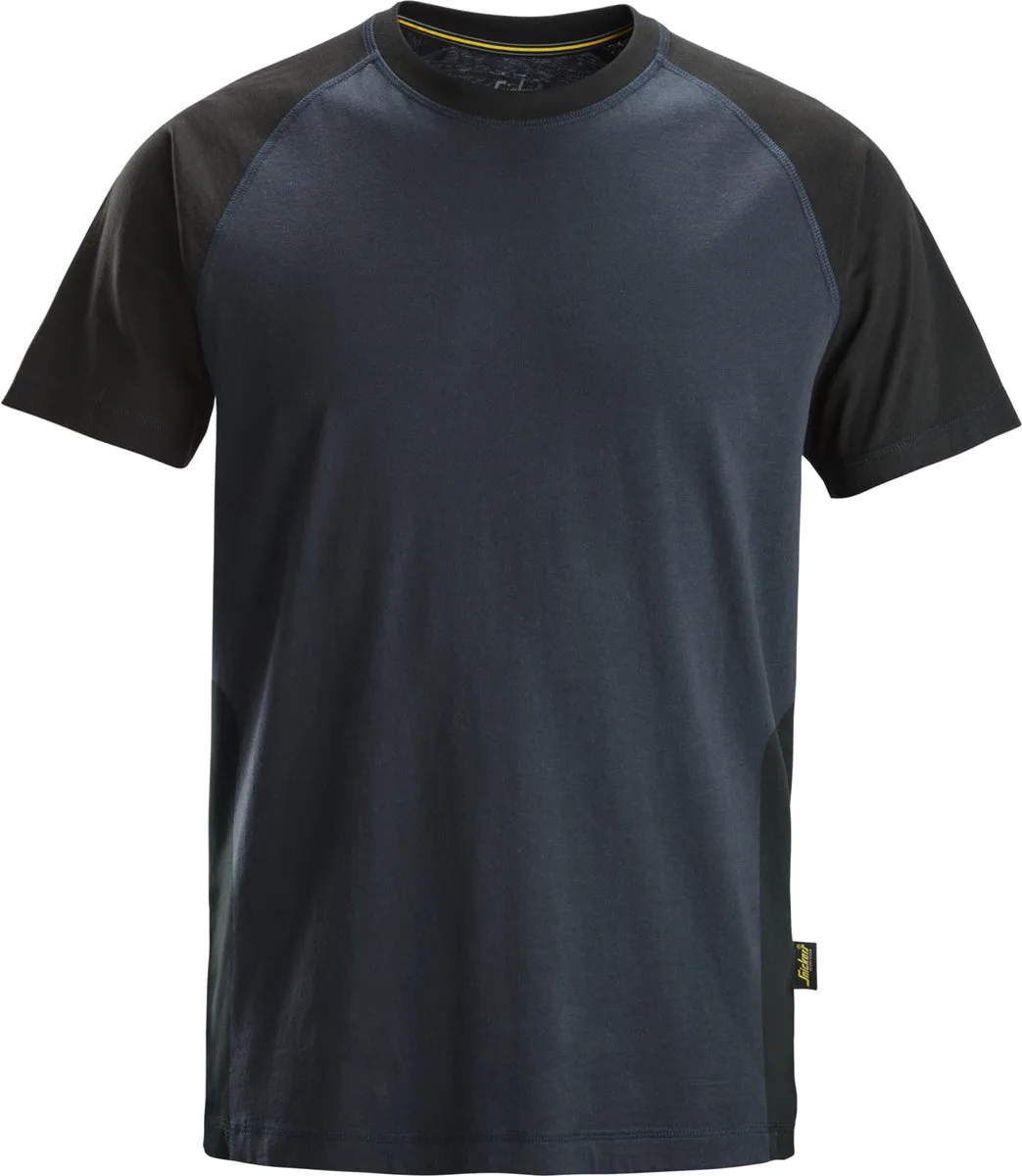 Snickers 2550 Tweekleurig T-shirt - Donker Blauw/Zwart fra Snickers Workwear, Donker Blauw, Sort, M – produktbillede