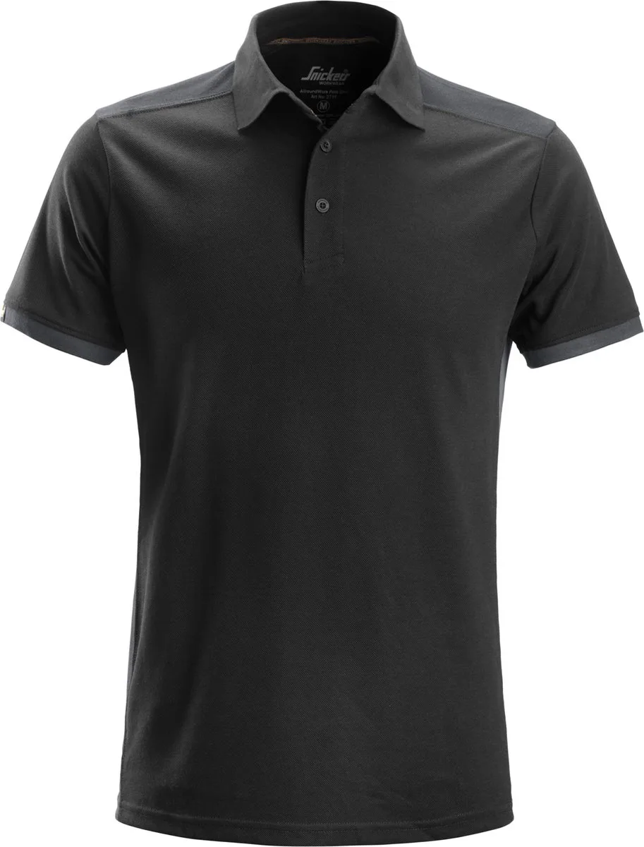 Snickers 2715 AllroundWork, Polo Shirt - Zwart/Staal Grijs de Snickers Workwear, Noir, Staal Grijs, S – image du produit