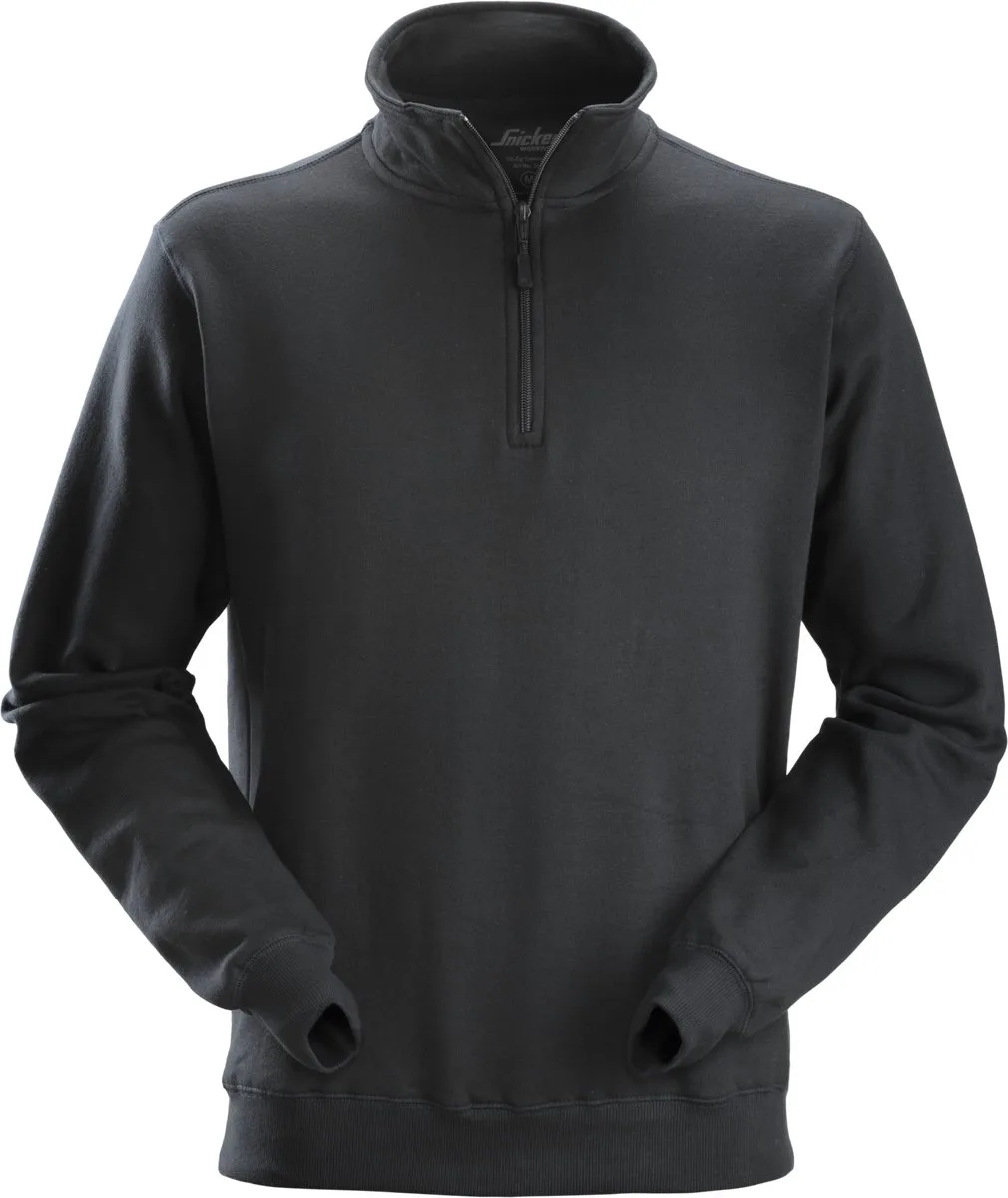 Snickers 2818 Sweatshirt met ½ Rits - Zwart fra Snickers Workwear, Sort, XXL – produktbillede