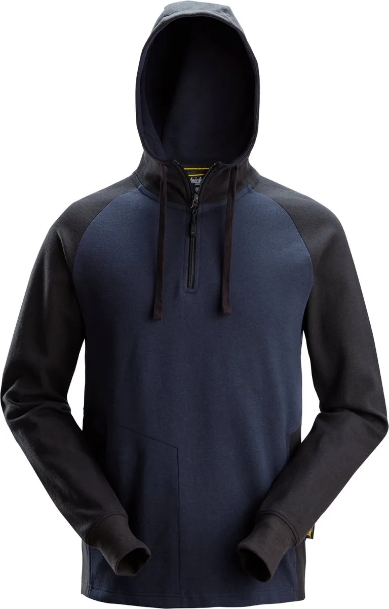 Snickers 2842 Tweekleurige Hoodie met Halve Rits - Donker Blauw/Zwart de Snickers Workwear, Donker Blauw, Noir, XL – image du produit
