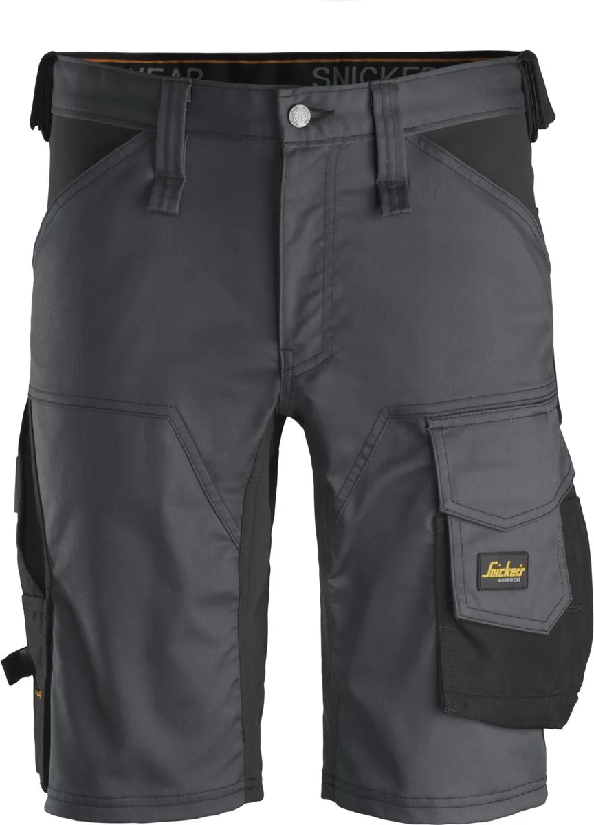 Snickers 6143 AllroundWork, Stretch Korte Broek - Staal Grijs/Zwart de Snickers Workwear, Staal Grijs, Noir, 44 – image du produit