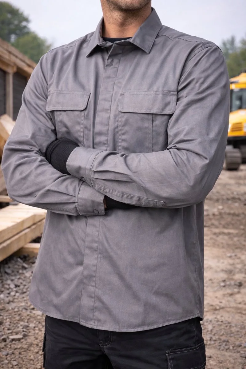 Werkblouse Snickers Workwear – Grijs – Lange mouw – Duurzaam Werkshirt met Borstzakken fra Snickers Workwear, Grå, L – produktbillede