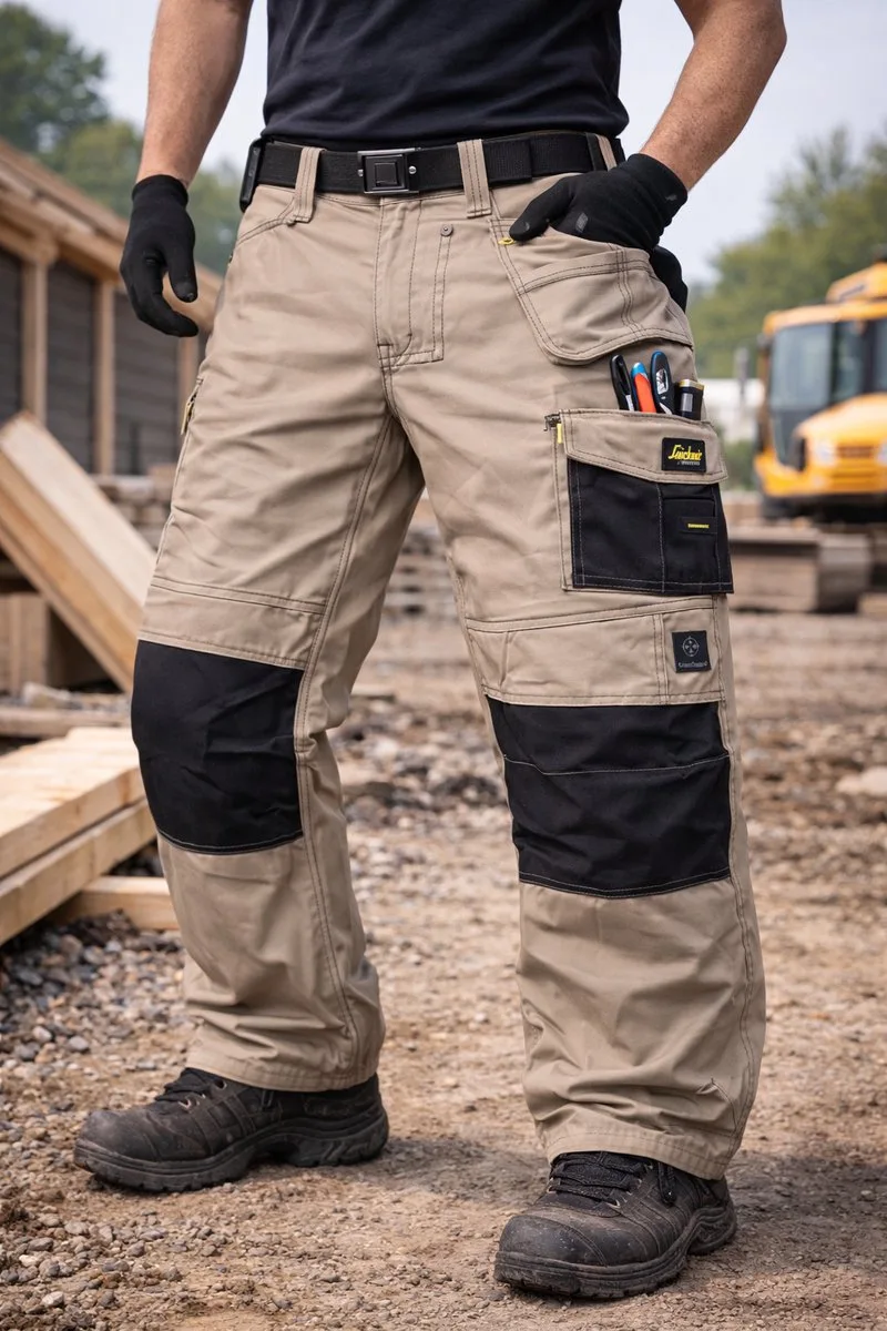 Werkbroek Snickers Workwear Craftsman Pirates HP Rip-Stop – Khaki/Zwart – Stretch Werkbroek met Holsterzakken en Kniebescherming van Snickers Workwear, Khaki, 46 – productafbeelding