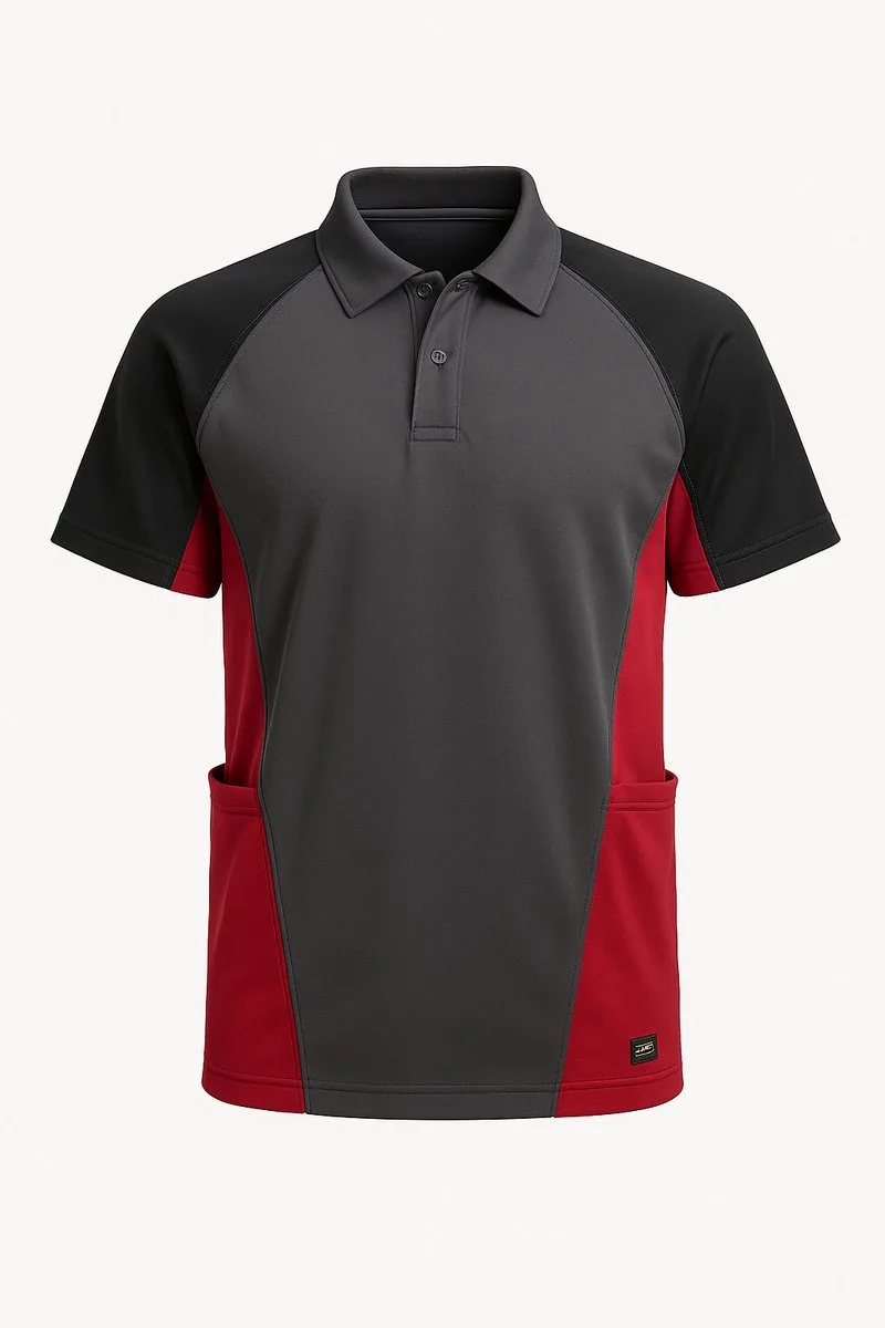 Werkpolo Snickers Workwear – AVS Polo Shirt Piquet 2714 – Steel Grey 58 met Rode Accenten – Ademend Active Ventilation System – Comfortabel, duurzaam en ideale professionele werkpolo voor bouw, logistiek en techniek de Snickers Workwear, Gris, XS – image du produit
