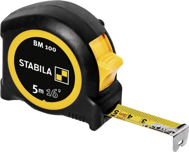 BM 100 cm+inch 19567 Rolmaat 5 m ABS van Stabila, Kleurloos – productafbeelding 1 van 5