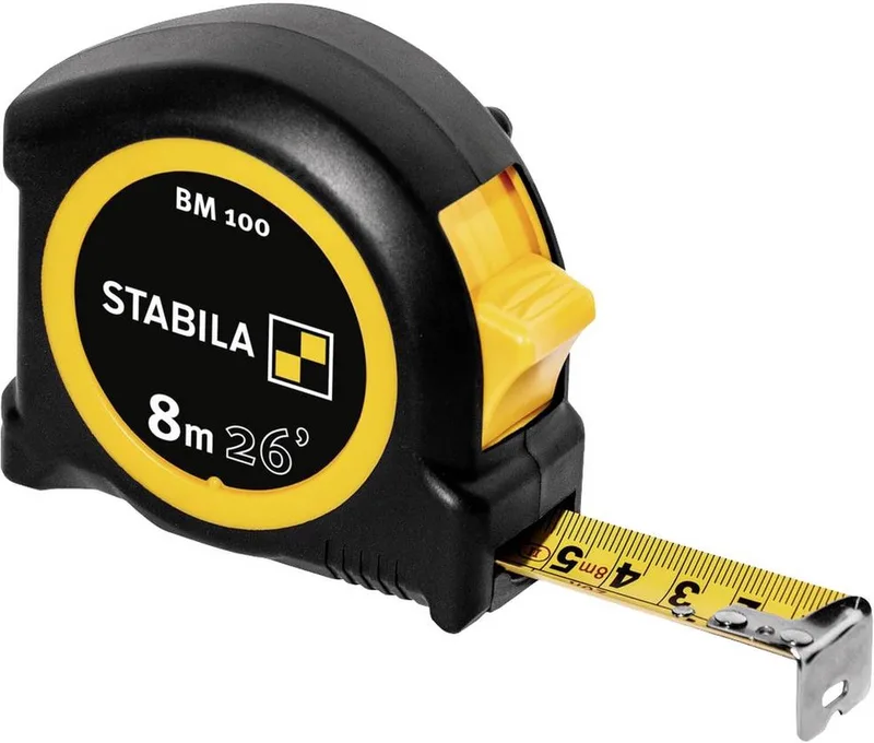 BM 100cm+inch 19580 Rolmaat 8 m ABS by Stabila, Kleurloos – product image