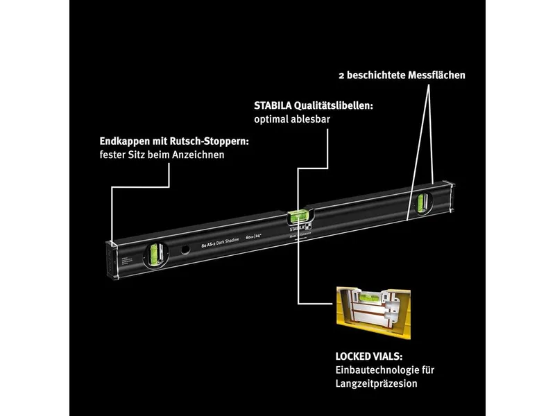 Wasserwaage 80AS-2 Set Dark Shadow, (2 St., 60 cm, 120cm), Aluminium by Stabila, Black – product image 4 of 5