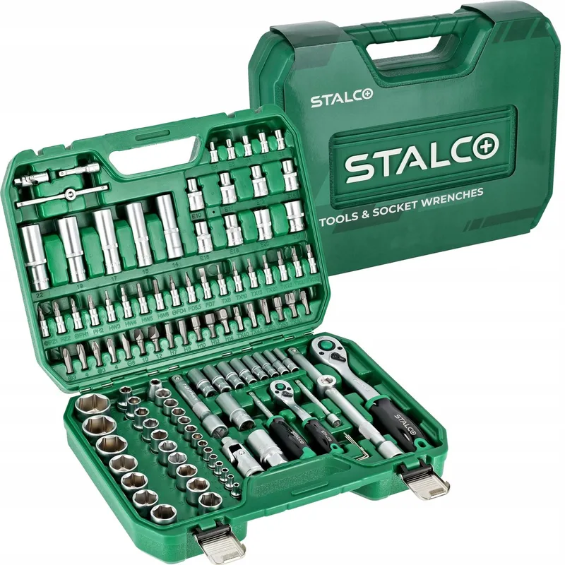 110-delige Doppenset met Ratel - 1/2" & 1/4" by Stalco, Green – product image