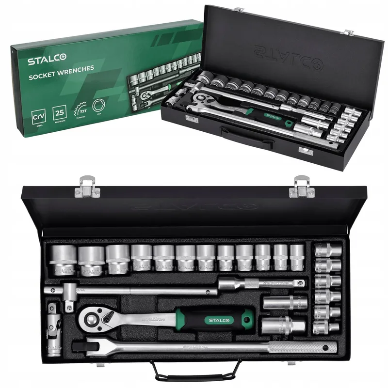 25-delige DOPPENSET 1/2" met 90T KRUIDENIER – STALCO by Stalco, Black – product image