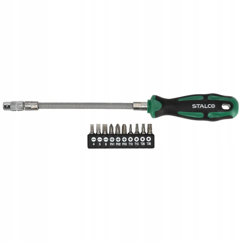 Flexibele Schroevendraaierset 11 Delig met Bits - Staal CrV by Stalco, Green – product image