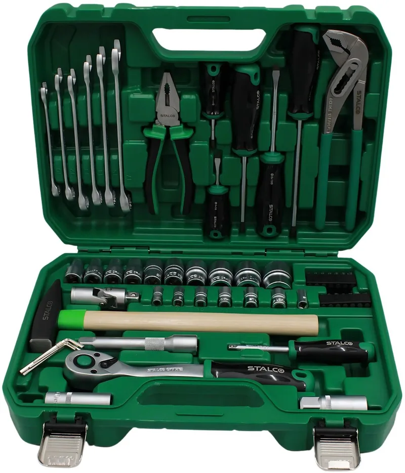 Gereedschapset 55 Delen 1/2" & 1/4" - Professionele kwaliteit by Stalco, Green – product image