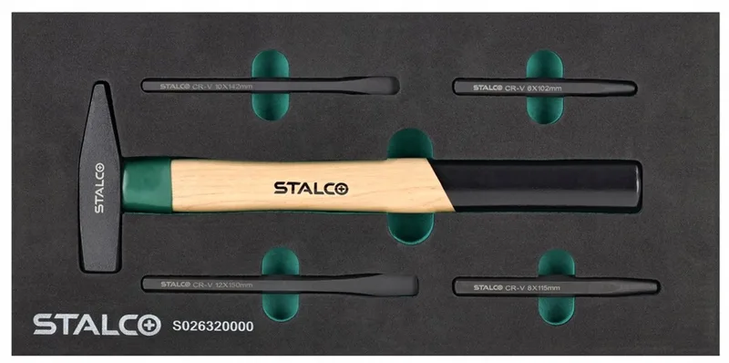 Gereedschapset: Hamer, Doorslag & Ponceerijzers (5-delig) de Stalco, Beige – image du produit