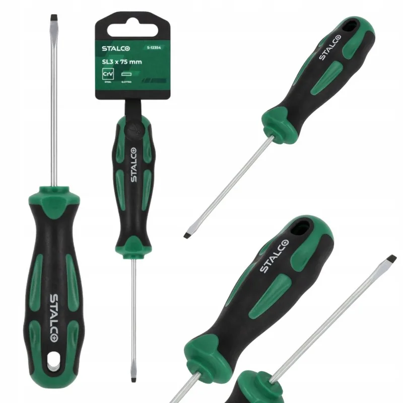 Platte Schroevendraaier 3 x 75 mm CrV - Professioneel Gereedschap van Stalco – productafbeelding