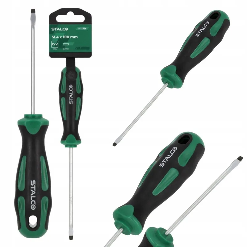 Platte Schroevendraaier 4 x 100 mm CrV - Professioneel Gereedschap by Stalco, Green – product image