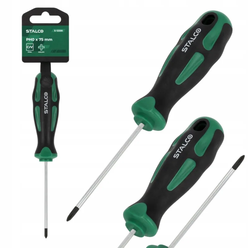Schroevendraaier Phillips PH0 x 75 mm CrV Kruiskop by Stalco, Black – product image