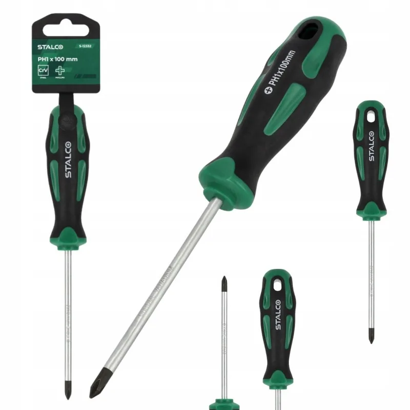 Schroevendraaier Phillips PH1 x 100 mm - CrV Staal van Stalco, Groen – productafbeelding