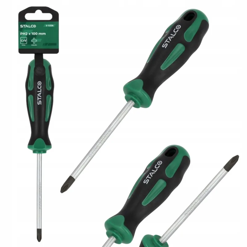 Schroevendraaier Phillips PH2 x 100 mm CrV van Stalco, Groen – productafbeelding