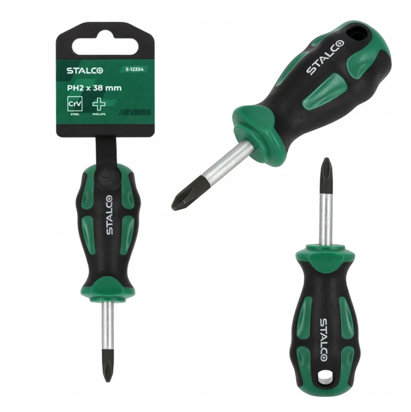 Schroevendraaier Phillips PH2 x 38mm CrV - Magnetische Punt van Stalco, Zwart – productafbeelding