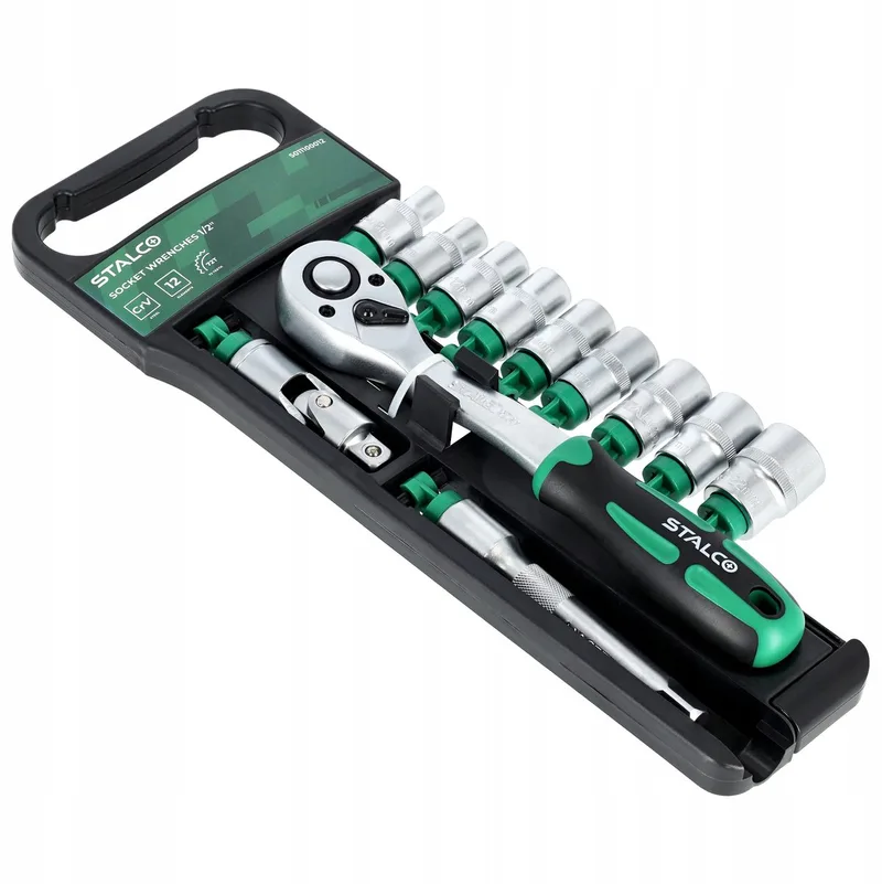 STALCO 12-delige Doppenset met Ratel 1/2" CrV Staal von Stalco, Schwarz – Produktbild