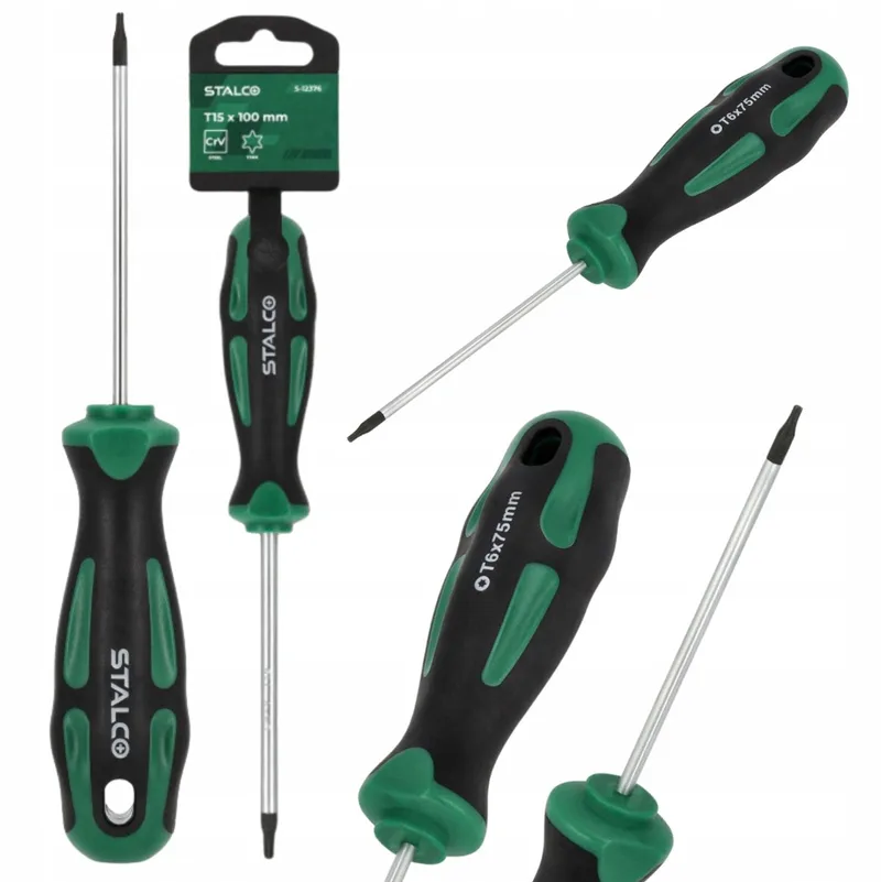 Torx Schroevendraaier T15 x 100 mm CrV - Magnetische Punt by Stalco, Green – product image