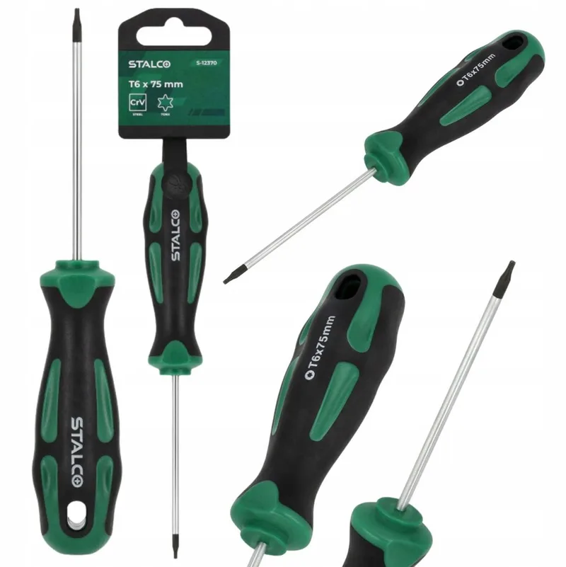 Torx Schroevendraaier T6 x 75 mm CrV - Robuust en Antislip von Stalco, Grün – Produktbild