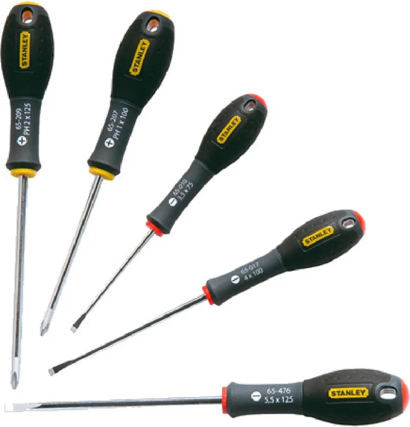 5-Delige FatMax Schroevendraaierset Parallel 3.5 X 75mm. 4 X 100mm. 5.5 X 125mm Phillips Ph1 X 100mm. Ph2 X 125mm van Stanley, Kleurloos – productafbeelding 1 van 3
