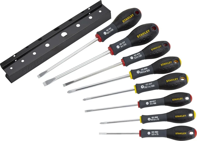 8-Delige FatMax Schroevendraaierset Parallel 3.5 X 75mm. 5.5 X 125mm Standaard 4 X 100mm. 6.5 X 150mm. 8 X 150mm Phillips Ph0 X 75mm. Ph1 X 100mm. Ph2 X 125mm by Stanley, Black – product image