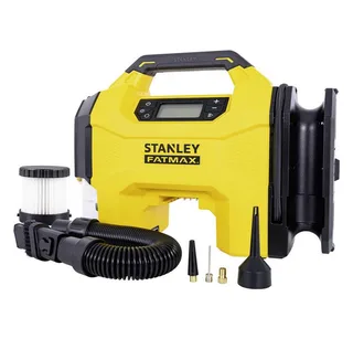 Akku-Handkompressor Akku-Kompressor 10 bar 12 V Adapter zum Betrieb per Kabel, Digitales von Stanley – Produktbild 2 von 5
