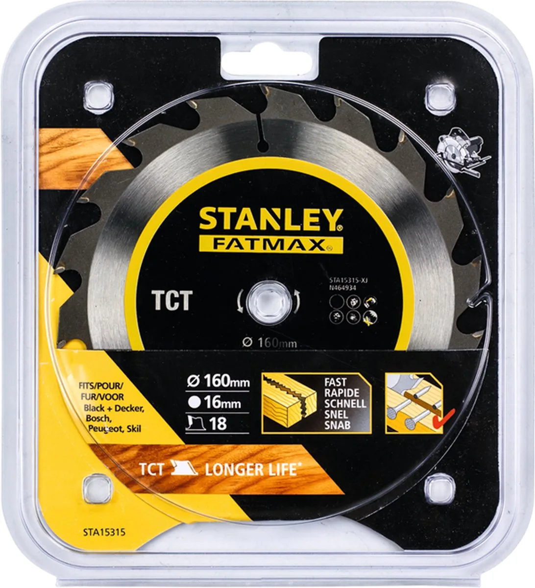Cirkelzaagblad TCT 160x16mm 18T (STA15315) de Stanley – image du produit