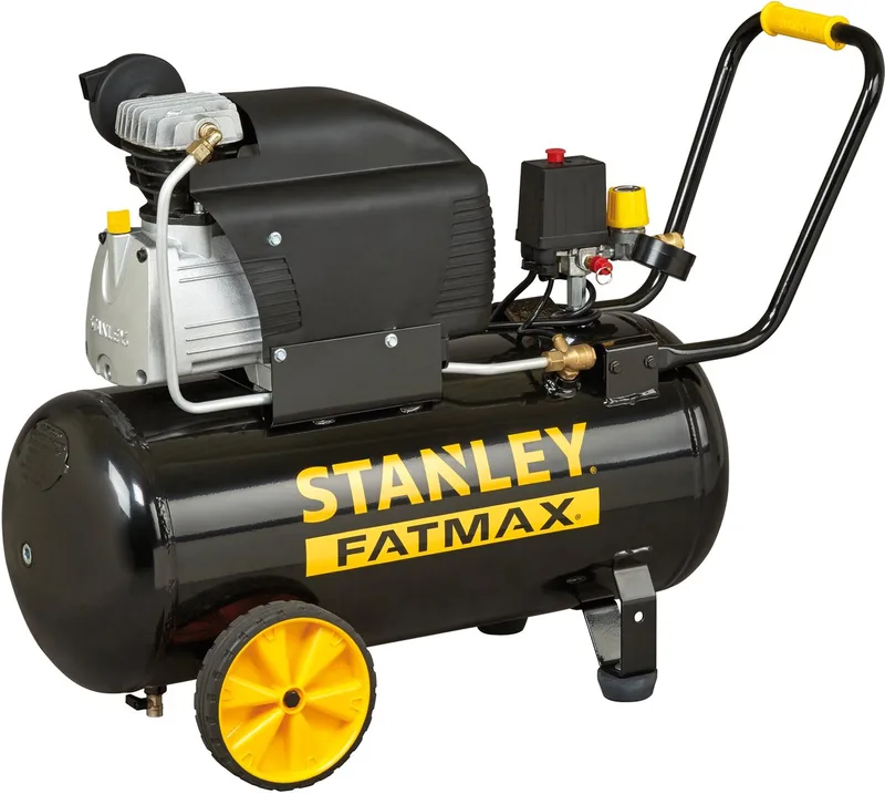 Compressor, 50 liter, 10 bar, oliegesmeerd, horizontaal model, 2,5 pk, 240 l/min luchtdebiet, draagbaar, geel, geschikt voor oppompen en pneumatisch gereedschap de Stanley, Noir – image du produit