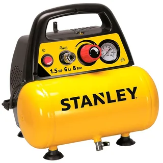 Compressor DN200/8/6 – inclusief 6-delige Accessoire set van Stanley, Geel, Zwart – productafbeelding 2 van 5