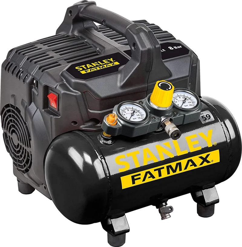 Compressor DST 101/8/6 FMXCM00 - Luchtcompressor Olievrij - Max. 59dB van Stanley, Geel, Zwart – productafbeelding