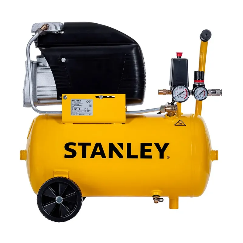 Compressor Met Directe Aandrijving En Smering - 2 Pk / 24 L / 8 Bar van Stanley, Geel – productafbeelding 2 van 6
