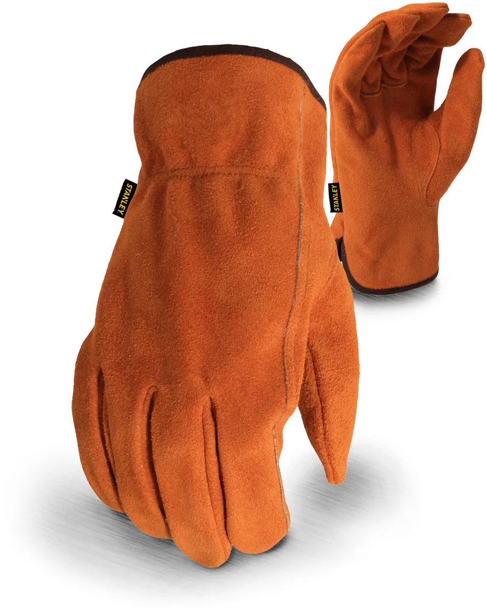 Cowhide Leather Driver werkhandschoenen van Stanley, Zwart, Geel, 10 – productafbeelding