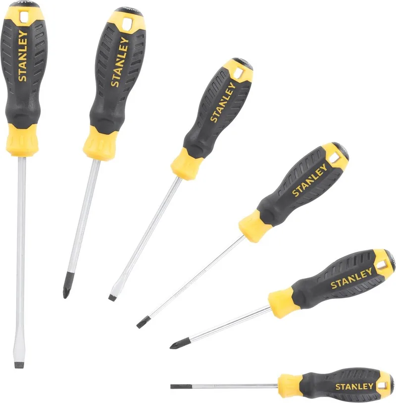 Cushiongrip Schroevendraaierset 6-delig: PZ, Parallel, Standaard - Schroevendraaier - Schroevendraaiers en Boren - 6 Stuk(s) fra Stanley – produktbillede