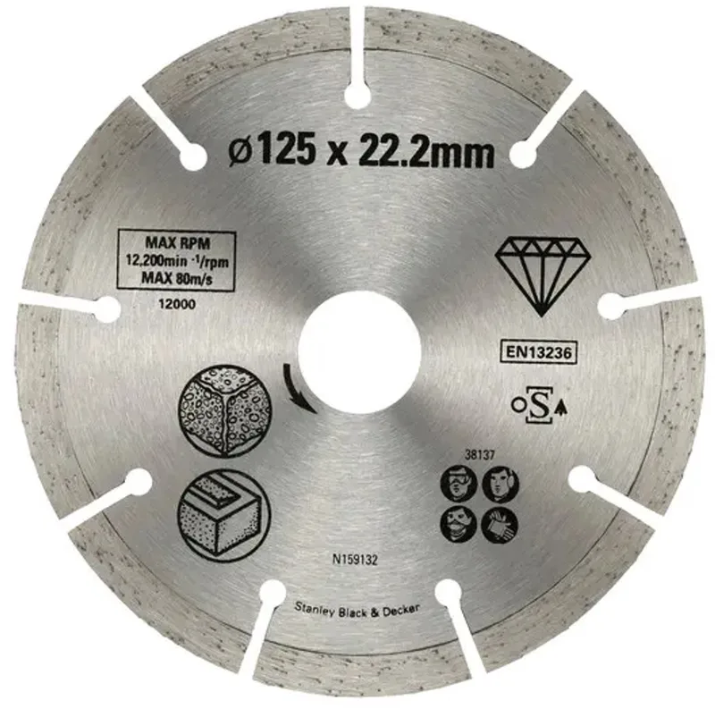 Diamantschijf STA38137-XJ - beton en steen - 125x22,23mm - gesegmenteerd de Stanley – image du produit