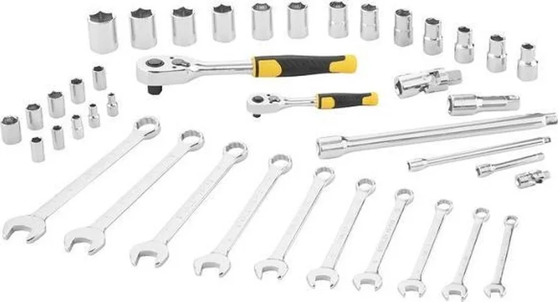 Dopsleutelset 1/4" + 1/2" + RINGSTEEKSLEUTELS - 41 DELIG van Stanley, Geel – productafbeelding