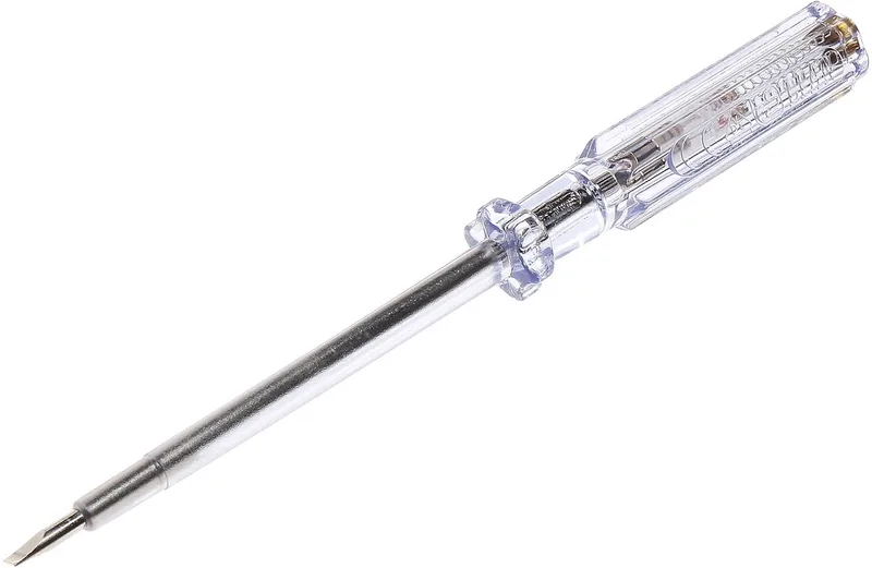 Extra Lange Spanningzoeker / Spanningszoeker / Spanningsschroevendraaier 3,5mm x 105mm 125 - 250Volt von Stanley, Transparent, Nikkel – Produktbild