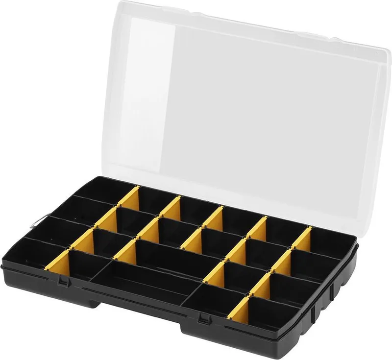 Gereedschapskoffer Basic Organiser 22 vakken - STST81681-1 van Stanley, Zwart, Geel, Transparant – productafbeelding